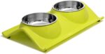 Tazas dobles para mascotas, de acero inoxidable de alta calidad, con base de resina sin derrames, para agua y alimento, para perros y gatos - Imagen 4