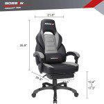 Silla gamer BOSSIN Silla de escritorio para ordenador con reposapiés y reposacabezas, diseño ergonómico, gran tamaño de respaldo alto, silla giratoria de piel sintética, Cuero falso, Gris y negro - Imagen 3
