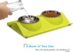 Tazas dobles para mascotas, de acero inoxidable de alta calidad, con base de resina sin derrames, para agua y alimento, para perros y gatos