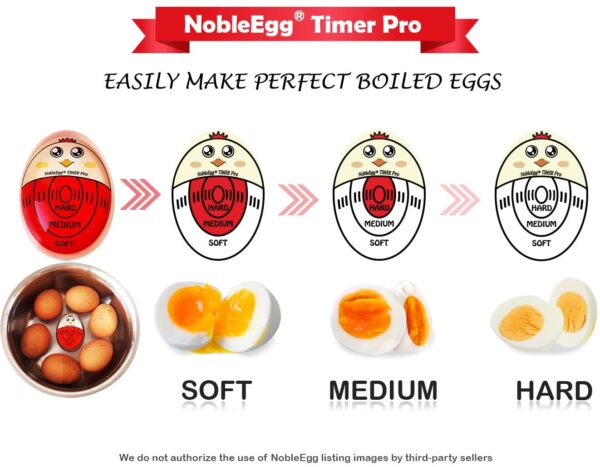 Huevo Tiempo, NobleEgg Temporizador de huevos Pro | Temporizador de huevos duros y suaves que cambia de color cuando se hace | sin BPA, certificado - Imagen 6