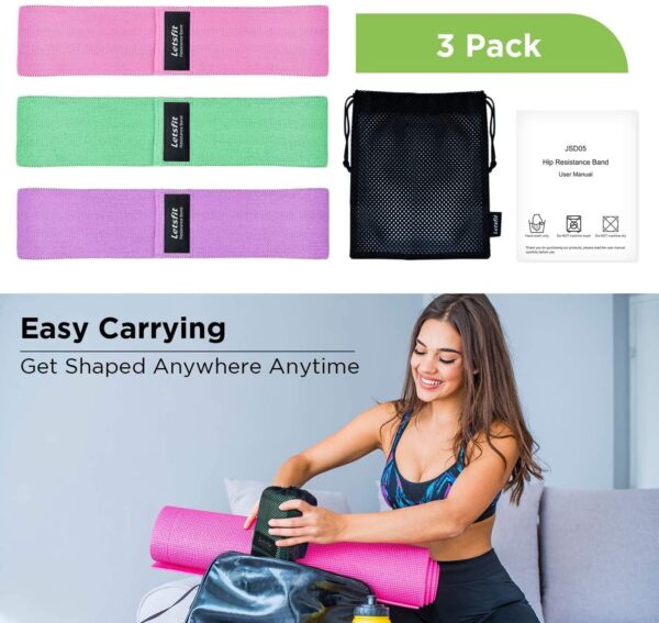 Juego de bandas Profesional de resistencia para tobillo y piernas, bandas de ejercicio para entrenamientos en casa, pilates, yoga, bandas anchas antideslizantes de tela para glúteos - Imagen 6