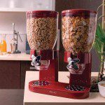 Dispensador de cereales único Zevro de alimentos secos, Contemporáneo, Rojo/Cromo - Imagen 2