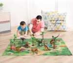 Figura de Dinosaurio TEMI con alfombra de juego y árboles, juego de dinosaurios educativo realista para crear un mundo de dinosaurios incluyendo T-Rex, triceratops, velociraptor, regalos perfectos para niños, niños y niñas - Imagen 6