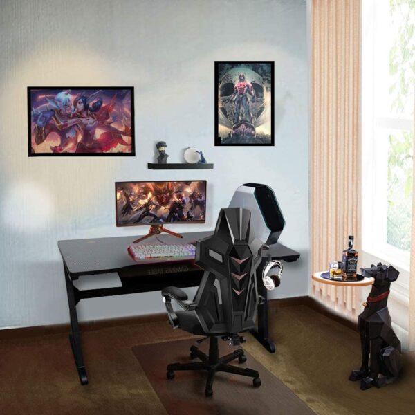 Escritorio ergonómico para juegos Bizzoelife, 47 pulgadas, en forma de Z, para el hogar, oficina, PC, mesa de ordenador, estación de trabajo - Imagen 8