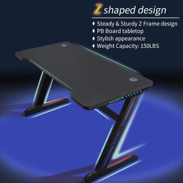 61UeTGHhWGL._AC_SL1000_ Escritorio ergonómico para juegos Bizzoelife, 47 pulgadas, en forma de Z, para el hogar, oficina, PC, mesa de ordenador, estación de trabajo - Imagen 1