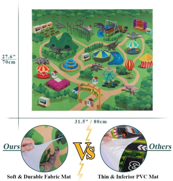 Figura de Dinosaurio TEMI con alfombra de juego y árboles, juego de dinosaurios educativo realista para crear un mundo de dinosaurios incluyendo T-Rex, triceratops, velociraptor, regalos perfectos para niños, niños y niñas - Imagen 2