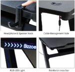 Escritorio ergonómico para juegos Bizzoelife, 47 pulgadas, en forma de Z, para el hogar, oficina, PC, mesa de ordenador, estación de trabajo - Imagen 7