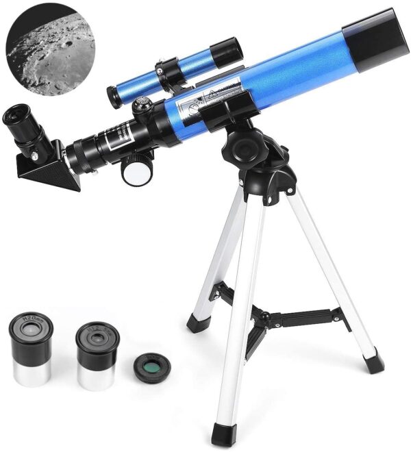 Telescopio para niños (400 x 40 mm), con trípode y buscador de alcance, telescopio portátil para niños y principiantes, alcance de viaje con espejo lunar, mapa de estrellas y luna incluido. - Imagen 3