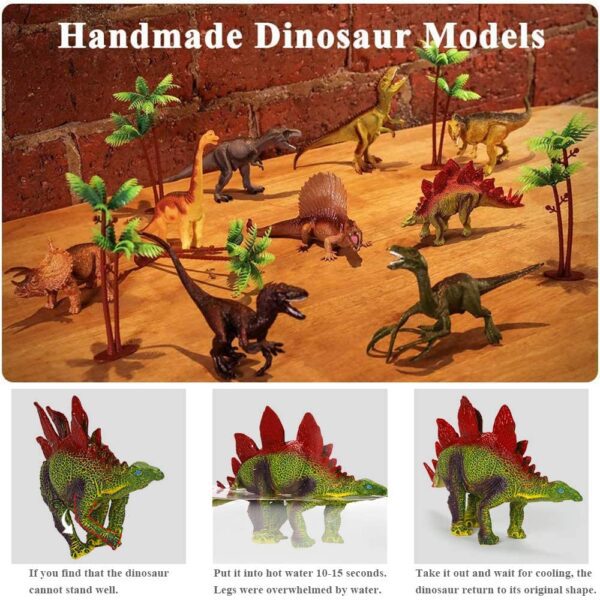 Figura de Dinosaurio TEMI con alfombra de juego y árboles, juego de dinosaurios educativo realista para crear un mundo de dinosaurios incluyendo T-Rex, triceratops, velociraptor, regalos perfectos para niños, niños y niñas - Imagen 7