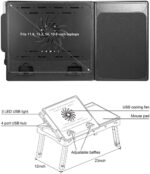 Mesa de ordenador portátil para cama, multifuncional, con ventilador de refrigeración interno, 2 soportes independientes para ordenador portátil, plegable y 3 diferentes alturas, lámpara LED de escritorio, 4 puertos USB - Imagen 5