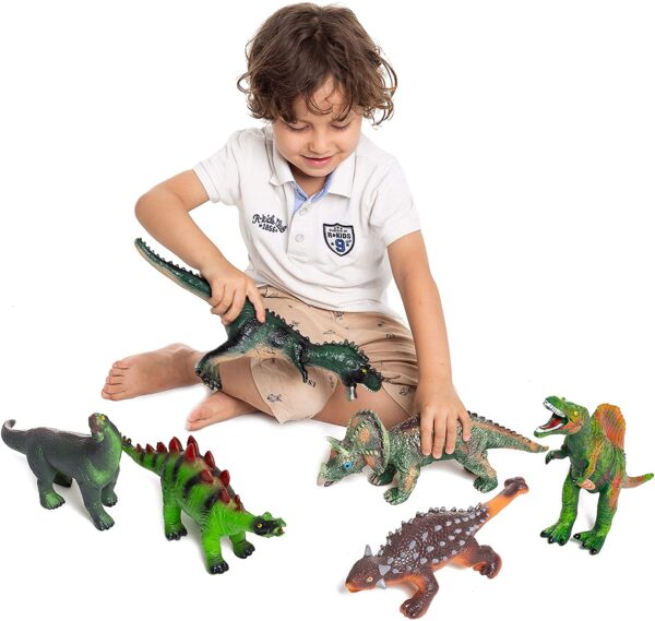 Juguete Dinosaurio Joyin 6 figuras con sonido - realistas educativas de 12 a 14 pulgadas con folleto de dinosaurios - Imagen 8