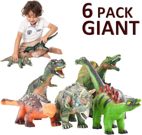 Juguete Dinosaurio Joyin 6 figuras con sonido - realistas educativas de 12 a 14 pulgadas con folleto de dinosaurios - Imagen 4