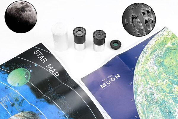 Telescopio para niños (400 x 40 mm), con trípode y buscador de alcance, telescopio portátil para niños y principiantes, alcance de viaje con espejo lunar, mapa de estrellas y luna incluido. - Imagen 6