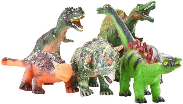Juguete Dinosaurio Joyin 6 figuras con sonido - realistas educativas de 12 a 14 pulgadas con folleto de dinosaurios - Imagen 6