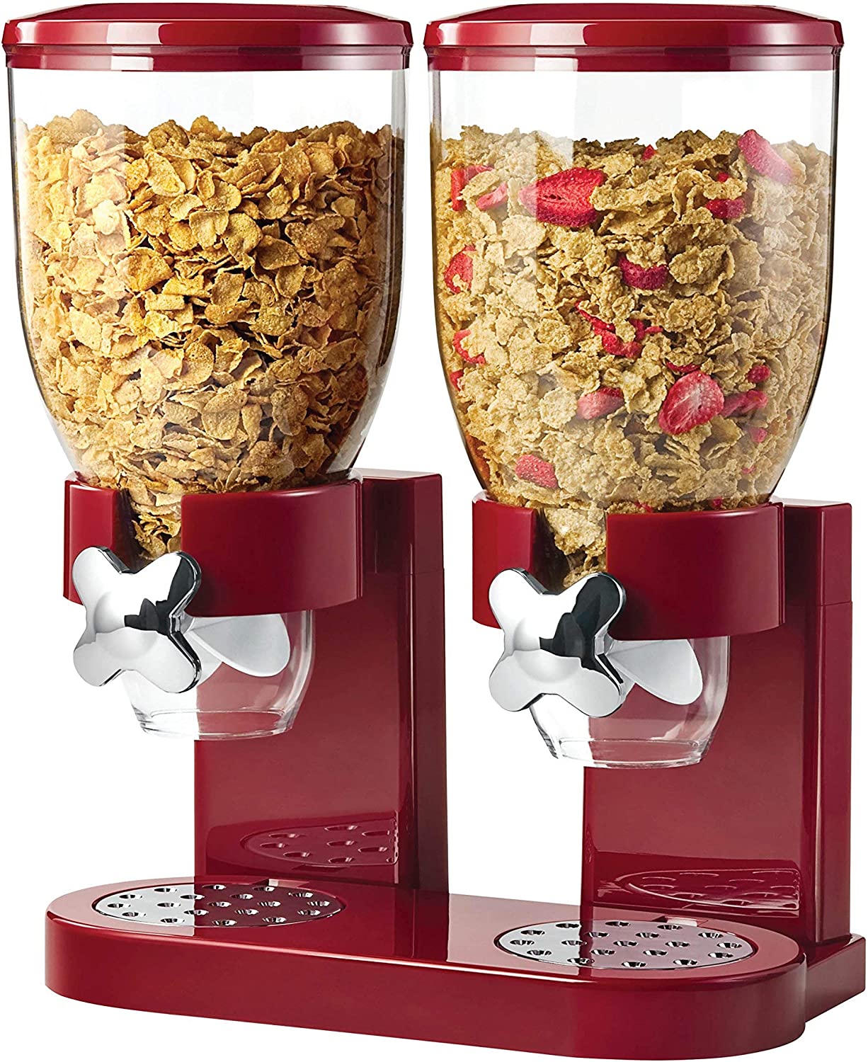 91shYiphxCL._AC_SL1500_ Dispensador de cereales único Zevro de alimentos secos, Contemporáneo, Rojo/Cromo - Imagen 1