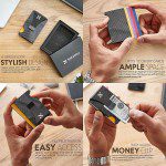 Tarjetero - Cartera con clip de fibra de carbono, cartera de aluminio para tarjeta de crédito con RFID, para hombre, minimalista, delgado soporte de tarjeta de crédito - Imagen 5