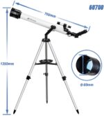 Telescopios para adultos, telescopio para principiantes y niños – Refractor de 27.559 in de longitud focal y alcance de viaje para observar la luna y el planeta con soporte de 0.394 in ocular para smartphone y trípode - Imagen 2