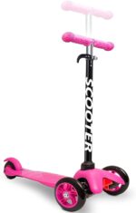 Scooter de aluminio 3 ruedas con Kick nGo, 2 ruedas de giro inclinado, freno de 4 pasos para niños pequeños.