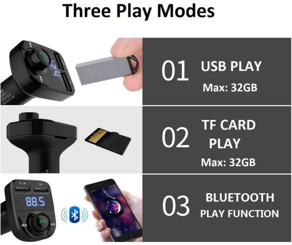 Cargador de carro con manos libres, transmisor FM inalámbrico Bluetooth, receptor de radio, adaptador estéreo de música, cargador de puerto USB dual compatible para todos los smartphones, Samsung Galaxy, LG, HTC, etc. - Imagen 4