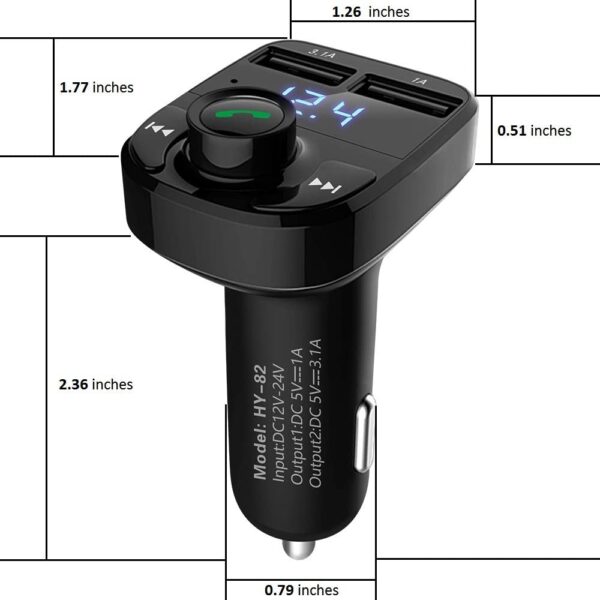 Cargador de carro con manos libres, transmisor FM inalámbrico Bluetooth, receptor de radio, adaptador estéreo de música, cargador de puerto USB dual compatible para todos los smartphones, Samsung Galaxy, LG, HTC, etc. - Imagen 6