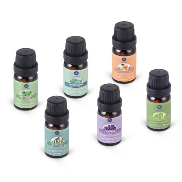 Esencias - Juego de regalo de aceites esenciales Lagunamoon, 6 mejores aceites de aromaterapia, árbol de té, de lavanda, naranja, menta, eucalipto, limoncillo - Imagen 2