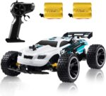 Carro Control carreras RC, 2.4 Ghz automóvil de control remoto de alta velocidad, 1:18 2WD automóvil de juguete para niños y niñas con dos baterías recargables para automóvil, regalo para niños., A, Blanco