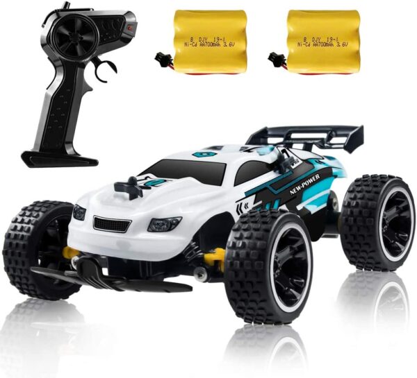 Carro Control carreras RC, 2.4 Ghz automóvil de control remoto de alta velocidad, 1:18 2WD automóvil de juguete para niños y niñas con dos baterías recargables para automóvil, regalo para niños., A, Blanco - Imagen 5