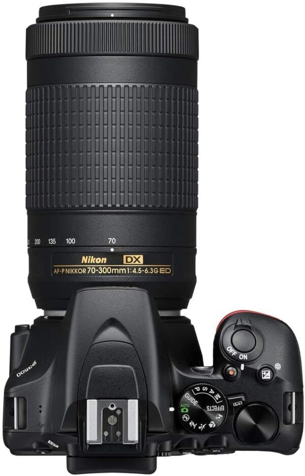 Camara Nikon D3500 Cámara DSLR con AF-P DX 0.709-2.165 in VR y 2.756-11.811 in lente de doble zoom paquete con funda de viaje, lente gran angular, teleobjetivo, juegos de filtros, tarjeta de memoria de 32 GB y accesorios (11 artículos) - Imagen 2