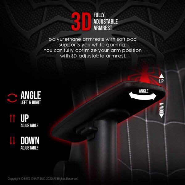 Silla Gamer Marvel Avengers silla de juegos de escritorio, oficina, ordenador, sillas de carreras, reclinable para adultos, juego ergonómico, reclinable, respaldo alto, mecedora de cuero (hombre araña) - Imagen 6