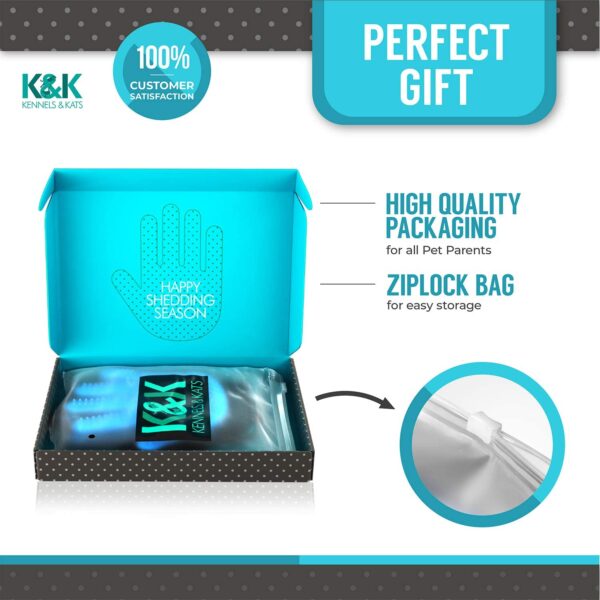 Guantes de aseo para mascotas K&K -  Guantes de alta calidad para un aseo fácil y sin problemas de perros, gatos, conejos y caballos con pelo largo, corto y rizado. 1 par de manoplas suaves para eliminar el pelo de mascotas y bolsa de almacenamiento. - Imagen 2