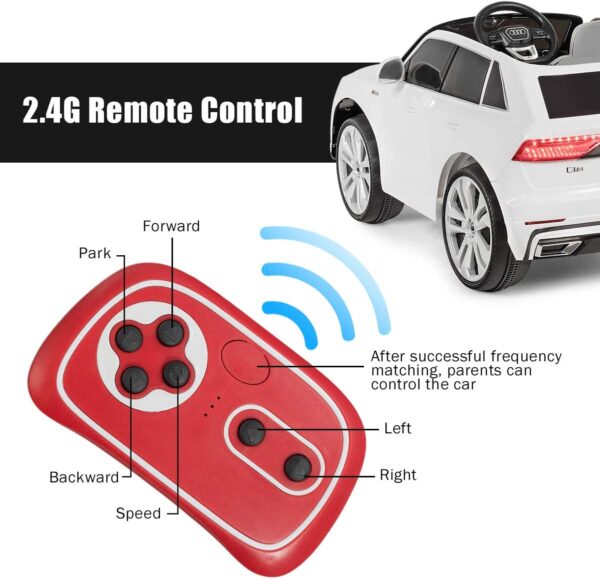 Carro Eléctrico Costzon Ride on Car - Vehículo eléctrico con batería de 12 V con 2 motores, mando a distancia 2,4 G, luces LED, MP3, bocina, música, suspensión de resorte, para niños y niñas (blanco) - Imagen 9