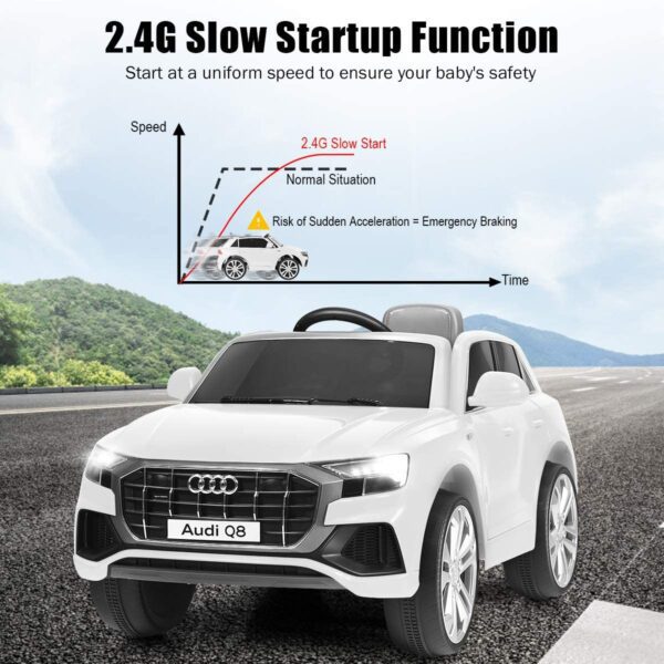 Carro Eléctrico Costzon Ride on Car - Vehículo eléctrico con batería de 12 V con 2 motores, mando a distancia 2,4 G, luces LED, MP3, bocina, música, suspensión de resorte, para niños y niñas (blanco) - Imagen 10