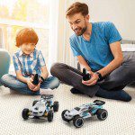 Carro Control carreras RC, 2.4 Ghz automóvil de control remoto de alta velocidad, 1:18 2WD automóvil de juguete para niños y niñas con dos baterías recargables para automóvil, regalo para niños., A, Blanco - Imagen 8