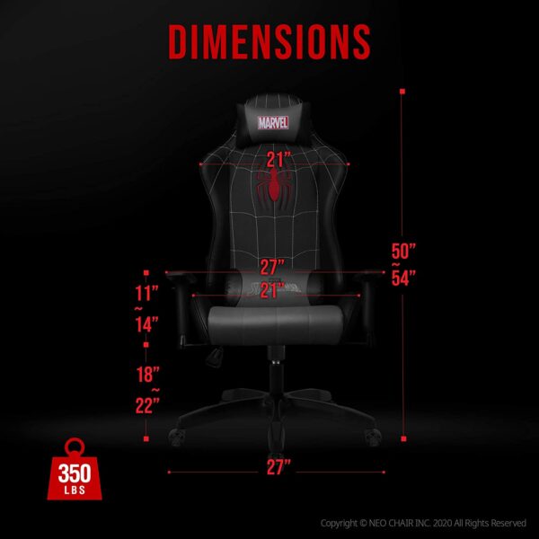 Silla Gamer Marvel Avengers silla de juegos de escritorio, oficina, ordenador, sillas de carreras, reclinable para adultos, juego ergonómico, reclinable, respaldo alto, mecedora de cuero (hombre araña) - Imagen 2