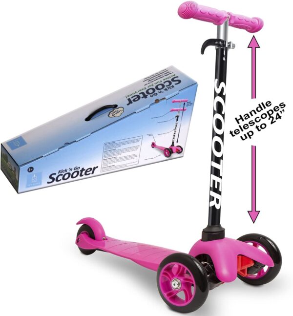 Scooter de aluminio 3 ruedas con Kick nGo, 2 ruedas de giro inclinado, freno de 4 pasos para niños pequeños. - Imagen 3