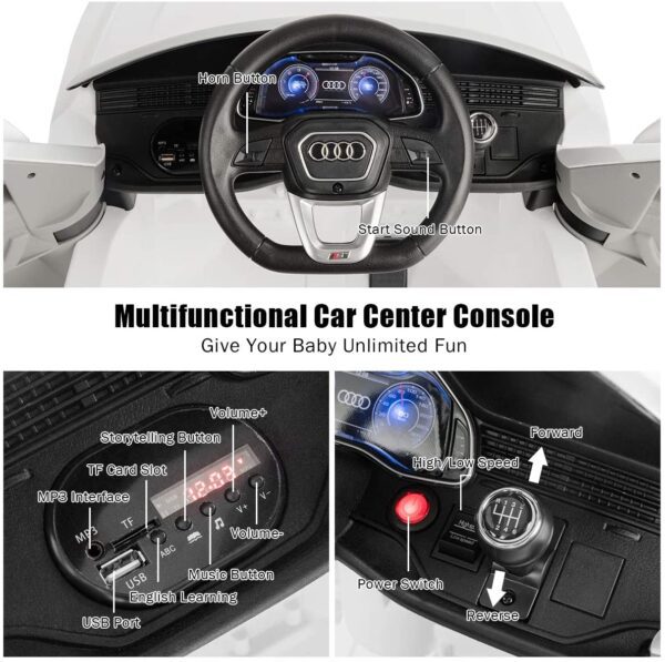 Carro Eléctrico Costzon Ride on Car - Vehículo eléctrico con batería de 12 V con 2 motores, mando a distancia 2,4 G, luces LED, MP3, bocina, música, suspensión de resorte, para niños y niñas (blanco) - Imagen 8