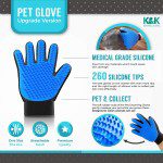 Guantes de aseo para mascotas K&K -  Guantes de alta calidad para un aseo fácil y sin problemas de perros, gatos, conejos y caballos con pelo largo, corto y rizado. 1 par de manoplas suaves para eliminar el pelo de mascotas y bolsa de almacenamiento. - Imagen 3