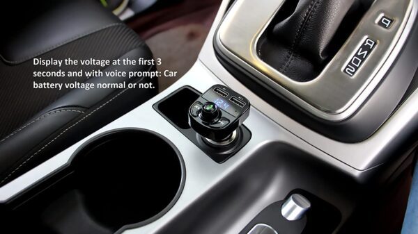 Cargador de carro con manos libres, transmisor FM inalámbrico Bluetooth, receptor de radio, adaptador estéreo de música, cargador de puerto USB dual compatible para todos los smartphones, Samsung Galaxy, LG, HTC, etc. - Imagen 9