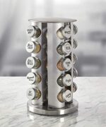 Especiero Organizador giratorio de 20 tarros para encimera, Gorra metálica estilizada, Plateado/Plateado Marca: Kamenstein - Imagen 2