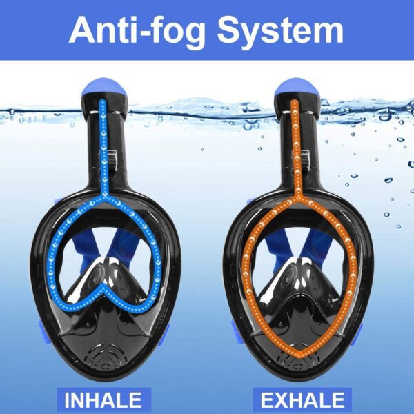 Máscara de esnórquel para niños y adultos -  Anti-fugas Snorkeling Set con soporte desmontable para cámara y máscara de buceo Sistema de respiración de seguridad Dry Top Set plegable - Imagen 3