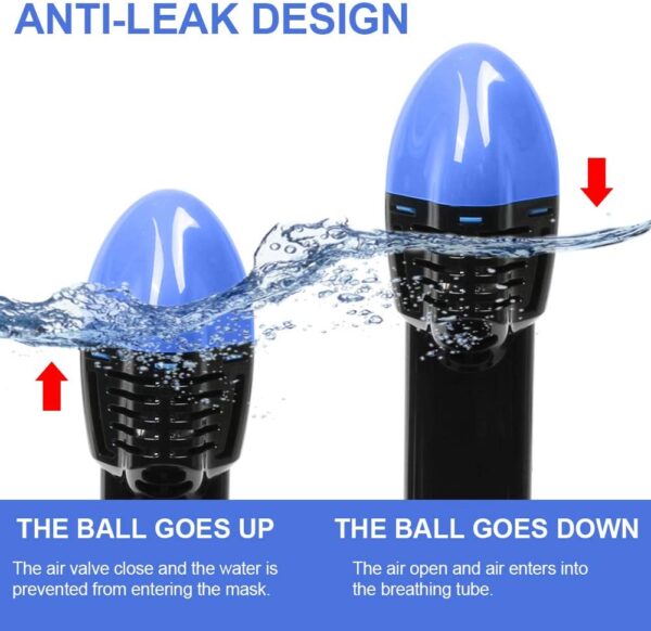 Máscara de esnórquel para niños y adultos -  Anti-fugas Snorkeling Set con soporte desmontable para cámara y máscara de buceo Sistema de respiración de seguridad Dry Top Set plegable - Imagen 6