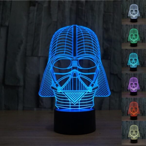 71MsC9t2g6L._AC_SL1000_ Lámpara de mesa de noche 3D de Darth Vader de Star Wars con luz LED para habitación infantil - Imagen 1