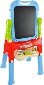 Caballete para niños (pizarra blanca de doble cara, caballete para dibujar para niños y niñas, incluye rotuladores de borrado en seco, imanes, tiza, borrador) - Imagen 3