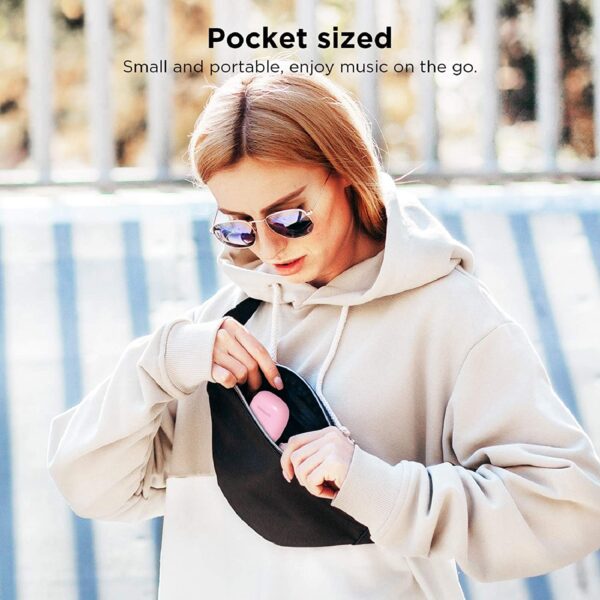 Audífonos inalámbricos LETSCOM, auriculares Bluetooth 5.0 en el oído verdaderos auriculares estéreo inalámbricos, 20 horas de reproducción con funda de carga, auriculares Bluetooth con micrófono incorporado para deportes y trabajo-rosa - Imagen 8