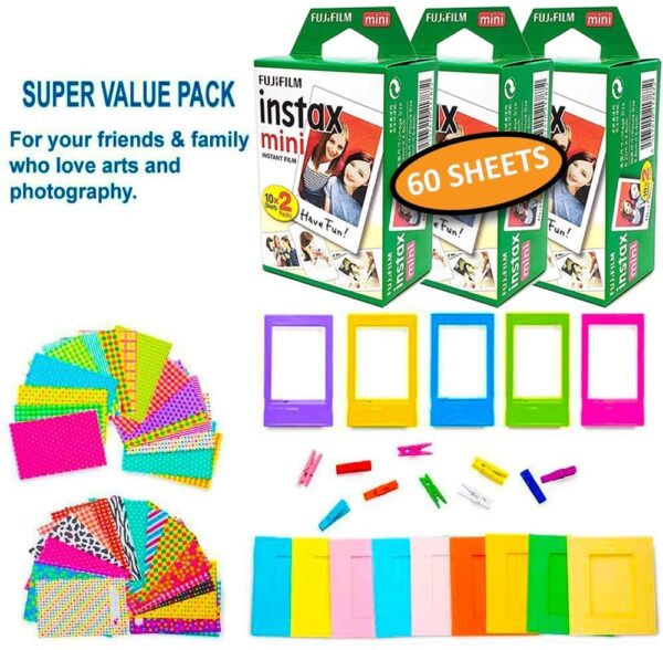 Cámara Fujifilm Instax Mini 11 con película instantánea Fuji (60 hojas) y paquete de accesorios que incluye funda, filtros, álbum, lente y más (morado lila) - Imagen 4