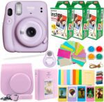 Cámara Fujifilm Instax Mini 11 con película instantánea Fuji (60 hojas) y paquete de accesorios que incluye funda, filtros, álbum, lente y más (morado lila)