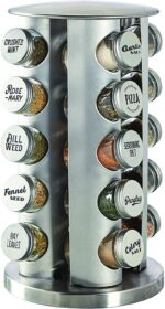 Especiero Organizador giratorio de 20 tarros para encimera, Gorra metálica estilizada, Plateado/Plateado Marca: Kamenstein - Imagen 4