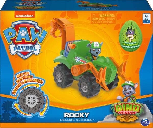 PAW PATROL Juguete de dinosaurio misterioso de Paw Patrol, Dino Rescue Rocky's Deluxe Rev Up - Imagen 6