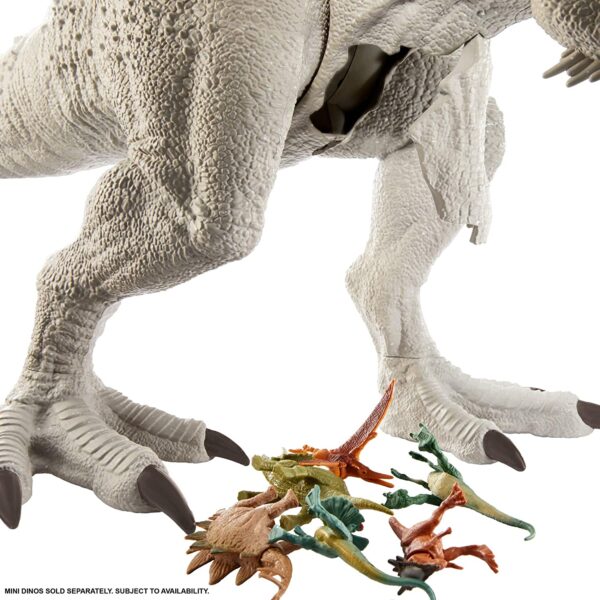 Jurassic World Camp Cretácico Isla Nublar Super Colossal Indominus Rex 18.0 x 41.0 in Color realista, brazos y piernas movibles, golondrinas 20 mini figuras de acción - Imagen 6