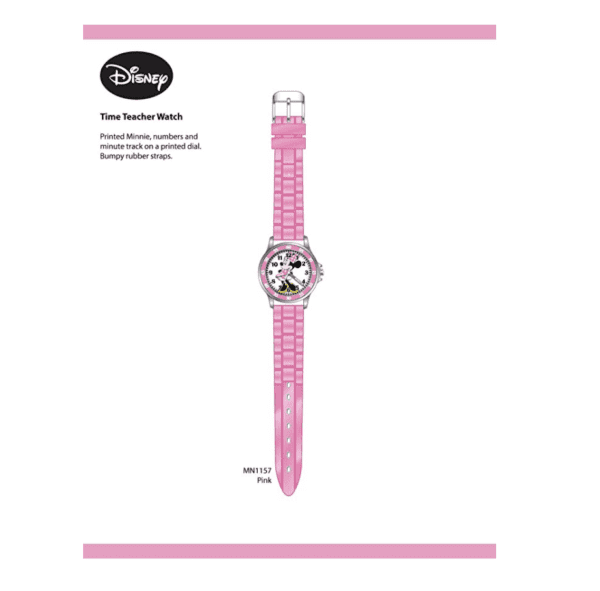 Reloj rosa de Minnie Mouse Disney MN1157  con malla de goma para niños - Imagen 4